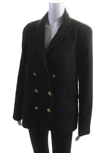 Bishop and Young Womens Tweed Double Breasted Long Sleeve Blazer Black Size M