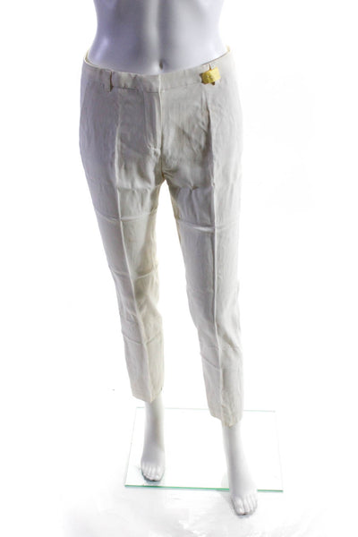 The Kooples Women's Flat Front Straight Leg Dress Pant White Size 36