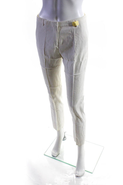 The Kooples Women's Flat Front Straight Leg Dress Pant White Size 36