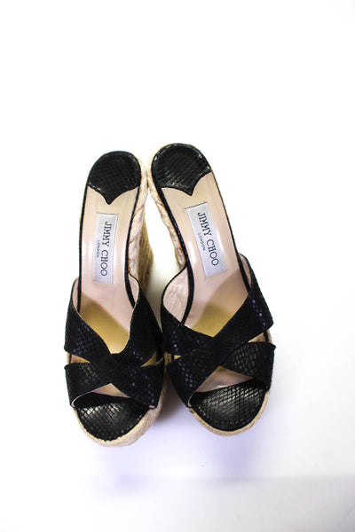 Jimmy Choo Women's Open Toe Strappy Espadrille Sandals Black Size 9