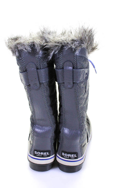 Sorel Women's Round Toe Lace Up Rubber Mid-Calf Snow Boot Gray Size 7