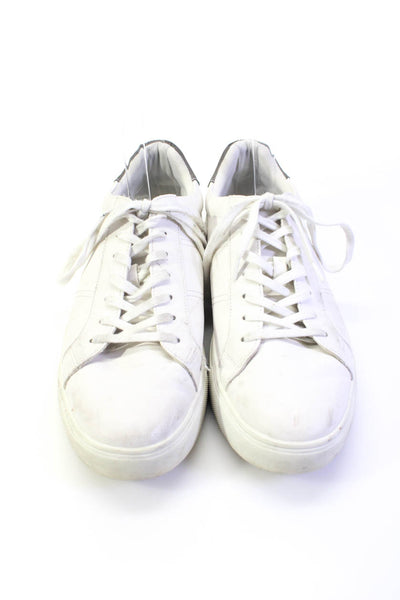 ALDO Mens Leather Round Toe Darted Lace-Up Low Top Sneakers White Size 10