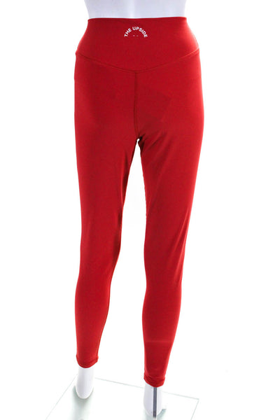 The Upside Womens Peached High Rise Ankle Leggings Pants Red Size Large
