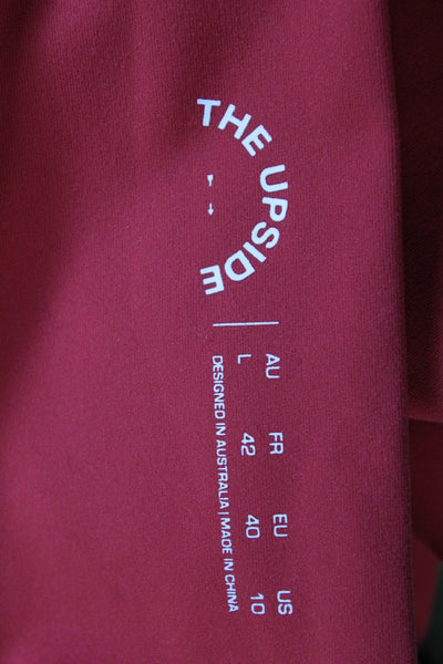 The Upside Womens Peached High Rise Ankle Leggings Pants Red Size Large