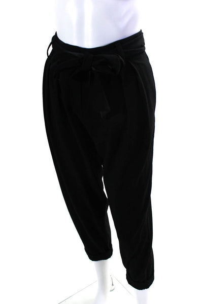 Theory Womens High Rise Pleated Tied Waist Tapered Cuffed Pants Black Size 4