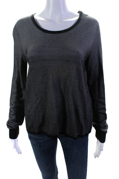 Rag & Bone Jean Womens Round Neck Long Sleeved Blouse Top Gray Black Size S