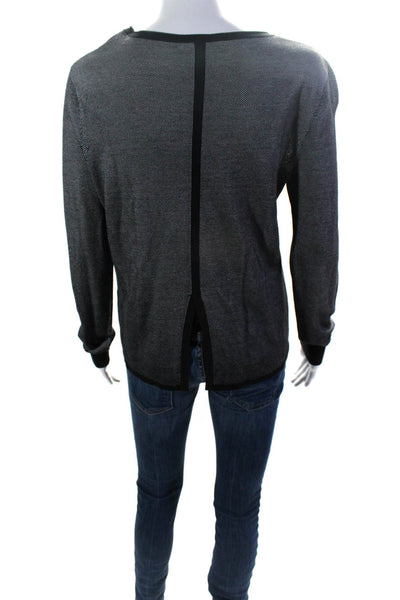 Rag & Bone Jean Womens Round Neck Long Sleeved Blouse Top Gray Black Size S