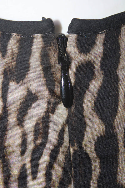 Giambattista Valli Womens Leopard Snake Print Silk Shirt Black Brown Size IT 42