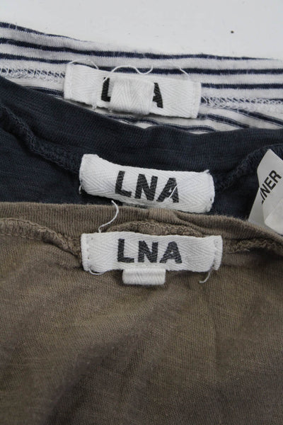 LNA Womens Stripe Cold Shoulder Round Neck Pullover T-Shirts White Size XS Lot 3