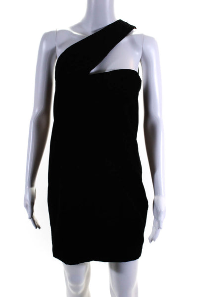 Saint Laurent Womens Black Velvet One Shoulder Sleeveless Mini Dress Size M