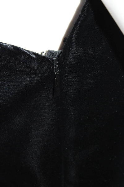 Saint Laurent Womens Black Velvet One Shoulder Sleeveless Mini Dress Size M