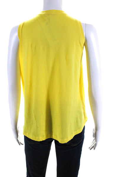 Maje Womens 100% Silk Scoop Neck Sleeveless Pocket Tank Blouse Yellow Size 3