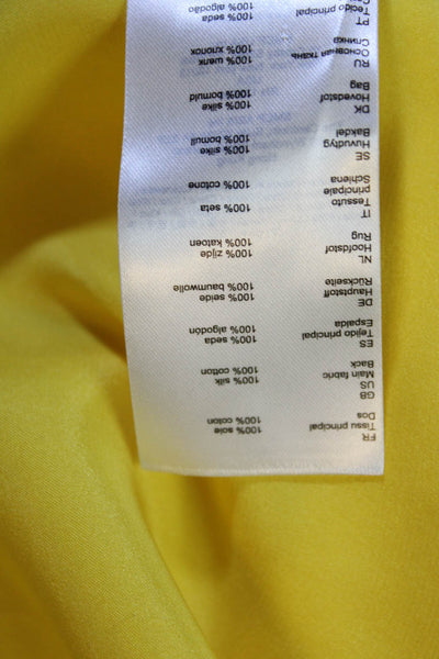 Maje Womens 100% Silk Scoop Neck Sleeveless Pocket Tank Blouse Yellow Size 3