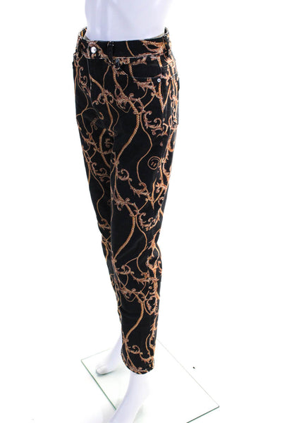 Ganni Women's High Waist Straight Leg Floral Pant Black Size 25