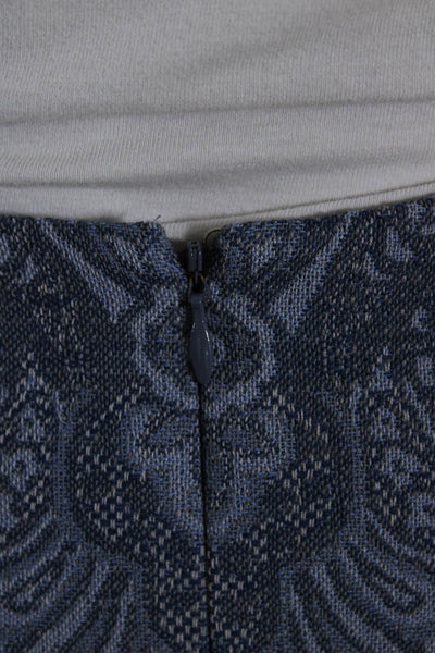 Pendleton Womens Back Zip Knee Length Paisley Pencil Skirt Blue Wool Size 14