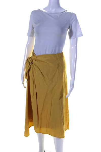 VINCE. Womens Side Buckle Drape Skirt Yellow Size 16 13712077