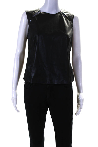 KF/KaufmanFranco Collective Womens Leather Cutout Sleeveless Top Black Size 0 13