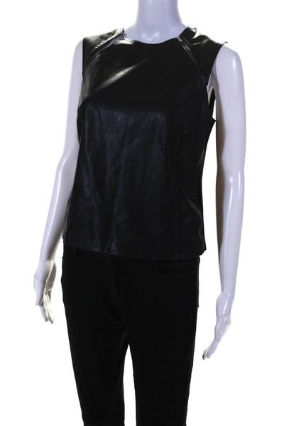 KF/KaufmanFranco Collective Womens Leather Cutout Sleeveless Top Shirt Black Siz