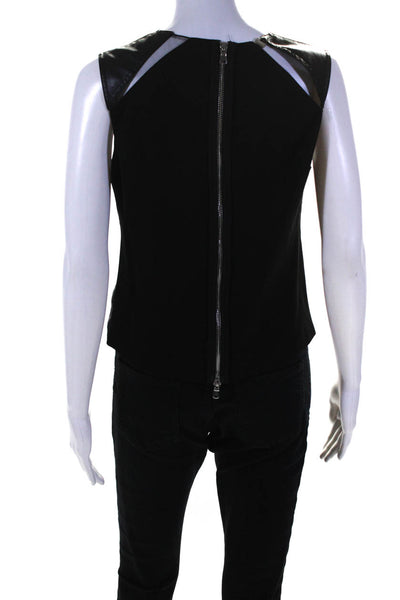 KF/KaufmanFranco Collective Womens Leather Cutout Sleeveless Shirt Top Black Siz