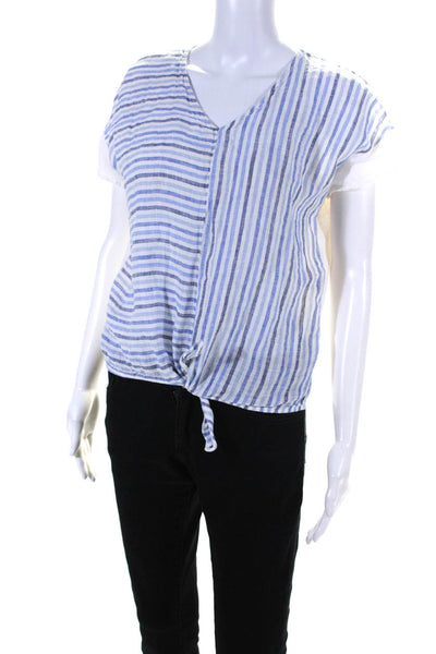 sita murt Womens Striped Tie Front Top Blue Size 12 13633579