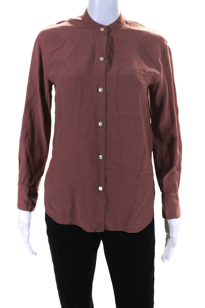 VINCE. Womens Relaxed Band Collar Blouse Pink Size 2 13445171