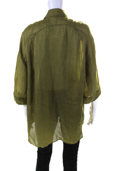 Lafayette 148 New York Women's Long Sleeve Button Down Blouse Green Size XS/S