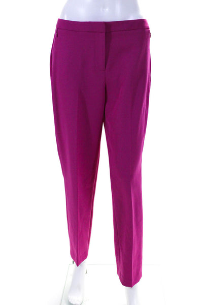 Kobi Halperin Women's Flat Front Straight Leg Trousers Pink Size 8