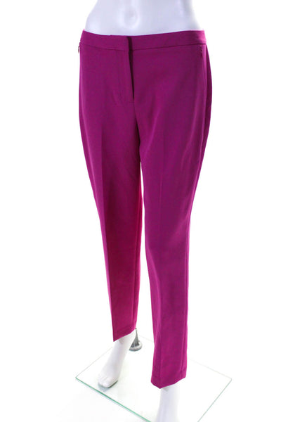 Kobi Halperin Women's Flat Front Straight Leg Trousers Pink Size 8