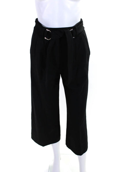 Lauren Ralph Lauren Womens High Rise Belted Pleated Cropped Pants Black Size XS