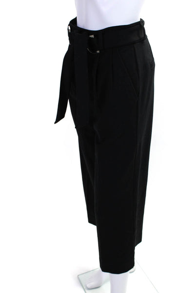 Lauren Ralph Lauren Womens High Rise Belted Pleated Cropped Pants Black Size XS