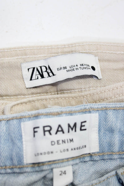 Frame Zara Womens Blue Light Wash Straight Leg Grand Garcon Jeans Size 24 4 lot2