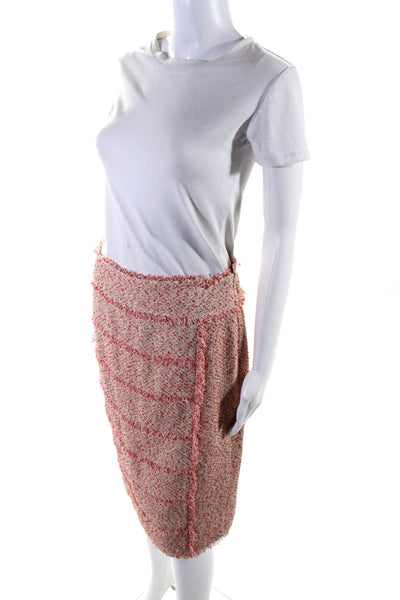 Magaschoni Collection Womens Woven Knee Length Pencil Skirt Red Tan Size 10