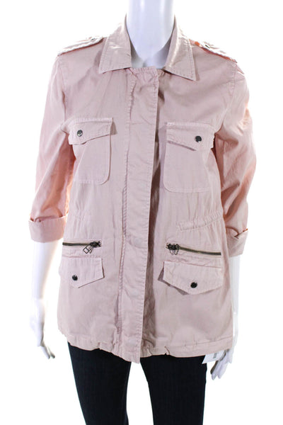 Velvet Womens Full Zipper Cargo Jacket Pink Cotton Size Extra Small
