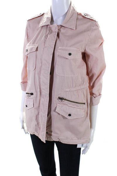 Velvet Womens Full Zipper Cargo Jacket Pink Cotton Size Extra Small