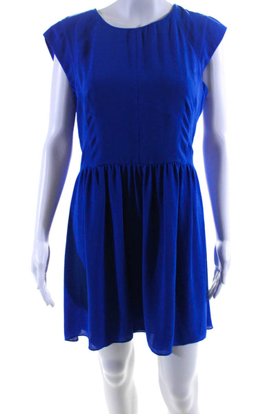 Rebecca Taylor Womens Blue Scoop Neck Sleeveless Zip Back Shift Dress Size 10