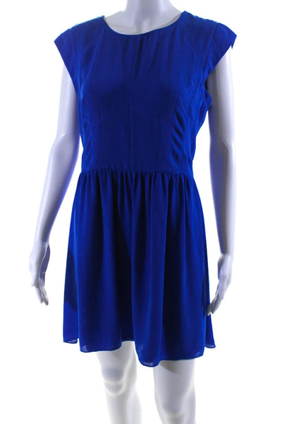 Rebecca Taylor Womens Blue Scoop Neck Sleeveless Zip Back Shift Dress Size 10