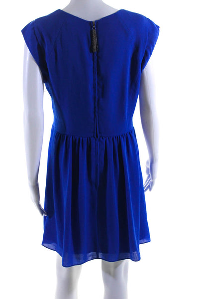 Rebecca Taylor Womens Blue Scoop Neck Sleeveless Zip Back Shift Dress Size 10