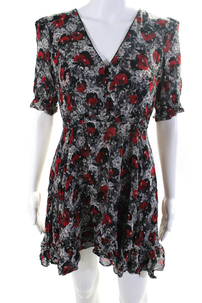 The Kooples Women's V-Neck Short Sleeves Mini Lace Print Dress Size 1