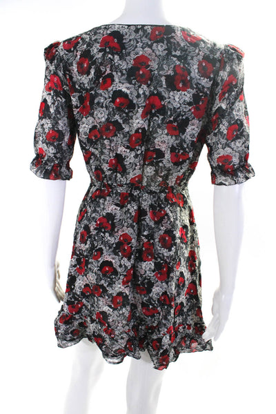 The Kooples Women's V-Neck Short Sleeves Mini Lace Print Dress Size 1