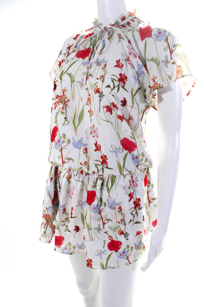 Parker Women's V-Neck Short Sleeves Drop Waist Mini Floral Dress Size S