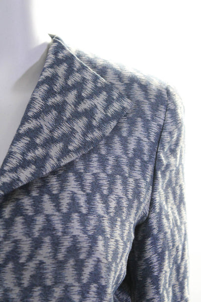 Armani Collezioni Womens Button Up Jacquard Blazer Jacket Blue Gray Size 4