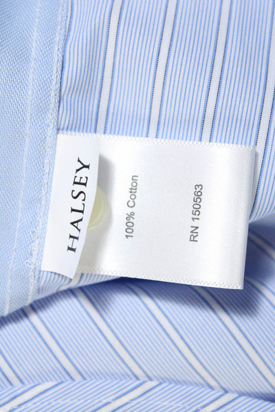 Hinson Wu Womens Halsey Stripe Long Sleeve Button Up Top Blouse Light Blue Small