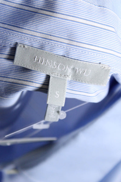 Hinson Wu Womens Halsey Stripe Long Sleeve Button Up Top Blouse Light Blue Small