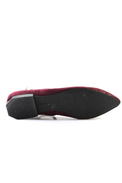 Rebecca Minkoff Women's Pointed Toe Studs Suede Ballet Shoes Burgundy Size 9