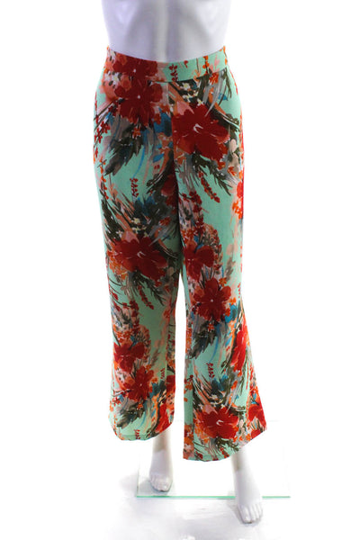 Badgley Mischka Womens Aqua Multi Print Pants Blue Size 4 13092391