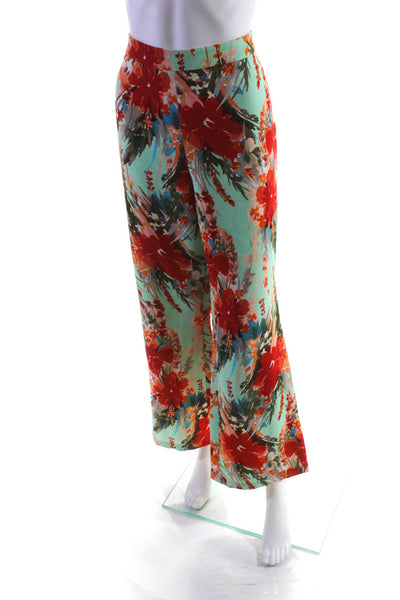 Badgley Mischka Womens Aqua Multi Print Pants Blue Size 12 13478599