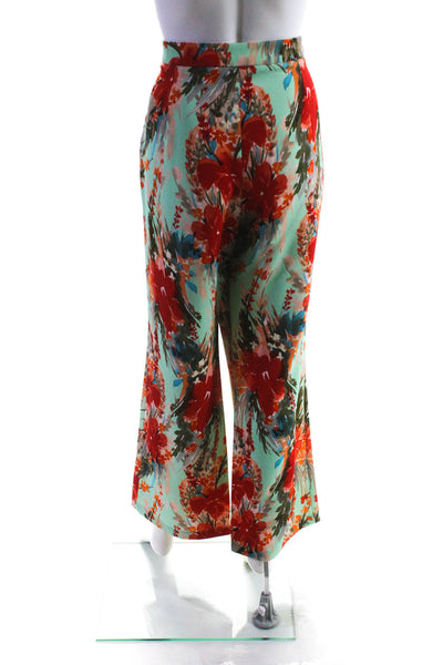 Badgley Mischka Womens Aqua Multi Print Pants Blue Size 4 13092387
