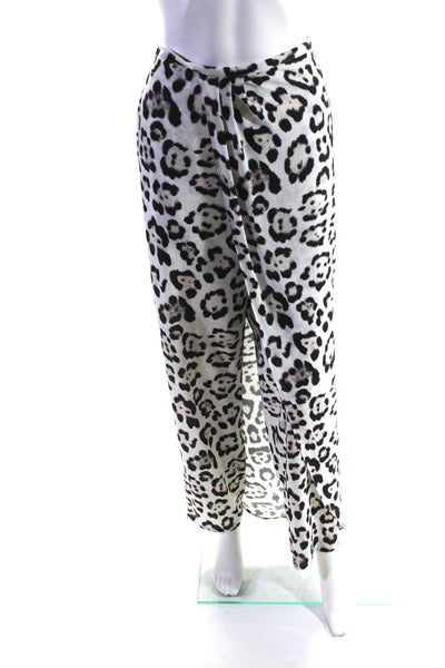 Baja East Womens Leopard Skirt Overlay Pants White Size 4 13711621