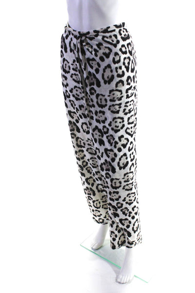 Baja East Womens Leopard Skirt Overlay Pants White Size 10 13711620