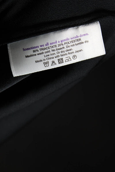 M.M. Lafleur Womens Button Front Collared Long Sleeve Shirt Black Size +3